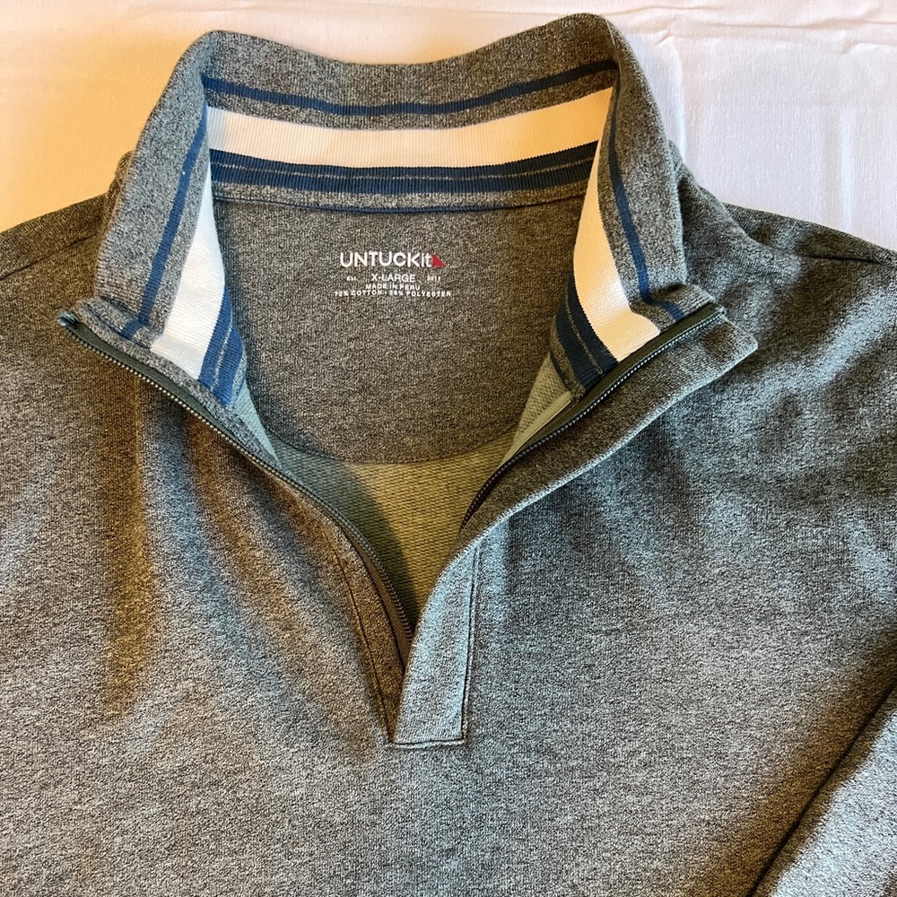 UNTUCKit Men’s Sage Green 1/4 Zip Pullover Sweatshirt Sweater - Picture 4 of 10